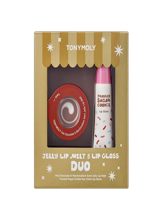 TONYMOLY Jelly Lip Melt + Lip Gloss Key Chain Duo, Limited Edition Holiday Set – Hydrating Lip Balm & Gloss with Hot Chocolate Marshmallow Swirl + Frosted Sugar Cookie, Stocking Stuffer Gift - Image 1